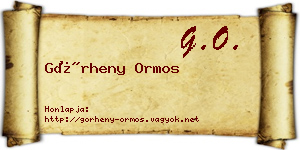 Görheny Ormos névjegykártya